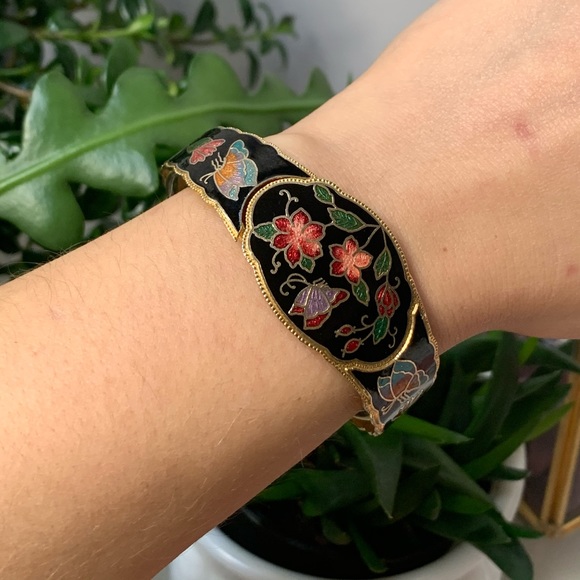 SOLD: Vintage cloisonné enamel cuff - Picture 5 of 5